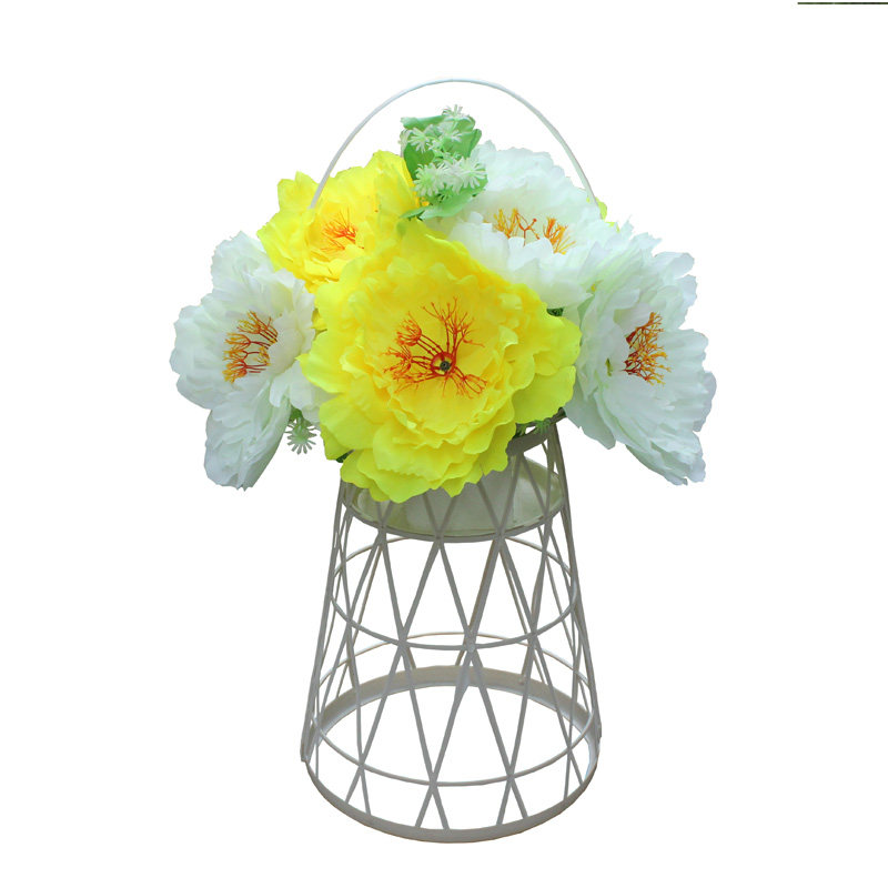 绢花花篮牡丹花篮仿真花篮清明节追悼/奠仪用花
