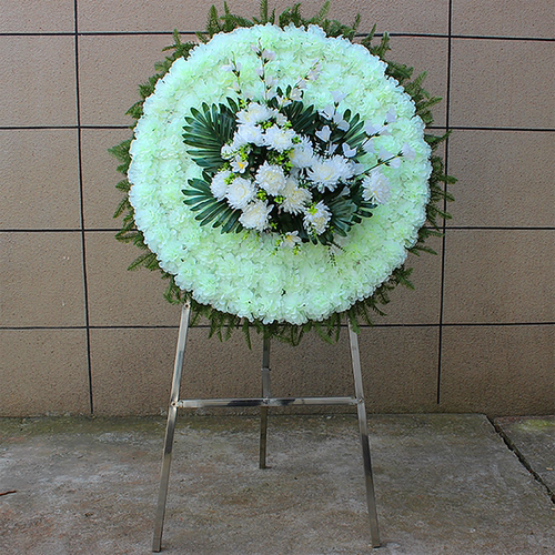 追悼花圈仿真花圈1米菊花圈殡仪馆摆放花圈塑料假花圈陵园祭饰花 - 封面