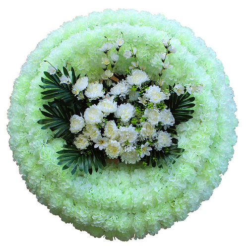 殡仪花圈仿真菊花圈1米拱形假花圈灵堂摆放塑料花圈祭奠花白事花 - 封面