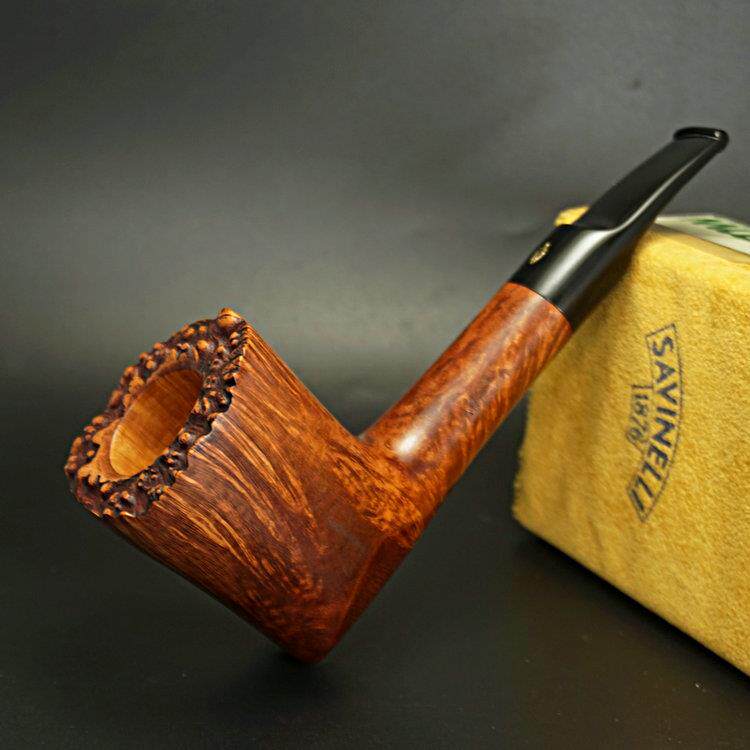 手工大师烟斗 savinelli意大利沙芬 火焰鸟眼纹 原木石楠根 12