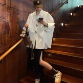 春季 中长款 法式 时髦设计感oversize穿搭白色复古衬衫 洋气长袖 衬衣