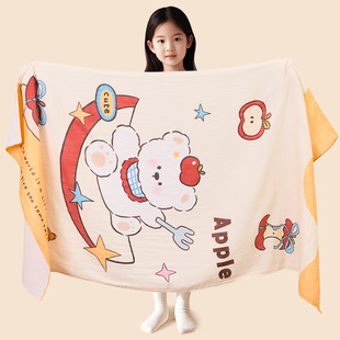 a类儿童纯棉纱布浴巾10A级抑菌全棉宝宝洗澡大毛巾吸水不掉毛裹巾