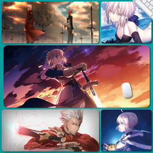 Fate动漫周边贞德saber吾王尼禄斯卡哈大鼠标垫Fgo锁边超大鼠标垫