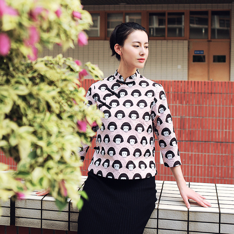 【唐之彩原创】粉红娃娃 中国风卡通宽松旗袍上衣唐装外套春季女