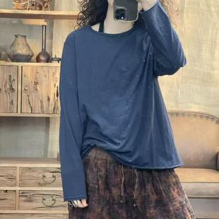 008 9613  秋季新品炒色简约百搭文艺女士上衣T恤 胸围114长62