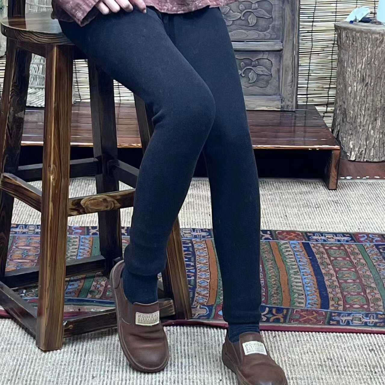 DF 炒色棉休闲百搭打底裤女士裤子 - 丽子原创出品