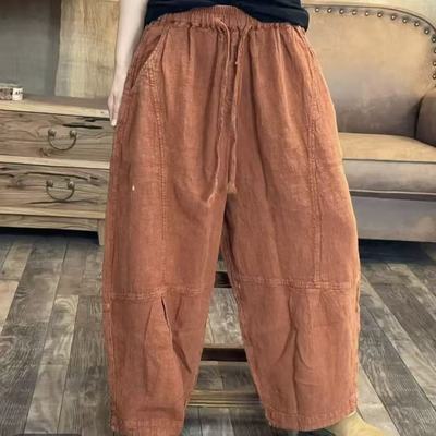 FF 7076 秋季新品休闲百搭直筒文艺休闲女士裤子 臀围146长86