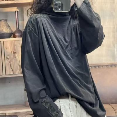 F30 2539 秋冬季新品贴布半高领百搭打底衫女士上衣 胸围122长65