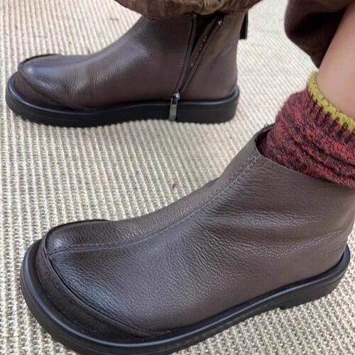 XSG Y2305-12 头层牛皮果冻底文艺简约百搭女士马丁靴