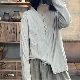 9719 女士T恤上衣 春季 休闲百搭半扣简约长袖 胸围106长62 新品 008