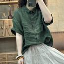 亚麻文艺休闲大口袋女士衬衫 008 新品 9571 胸围126长62 夏季