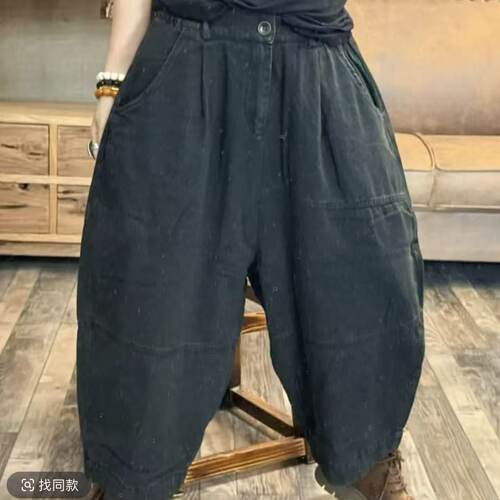 33 25-118 冬季新品夹棉加厚休闲百搭牛仔女士裤子 臀围138长80