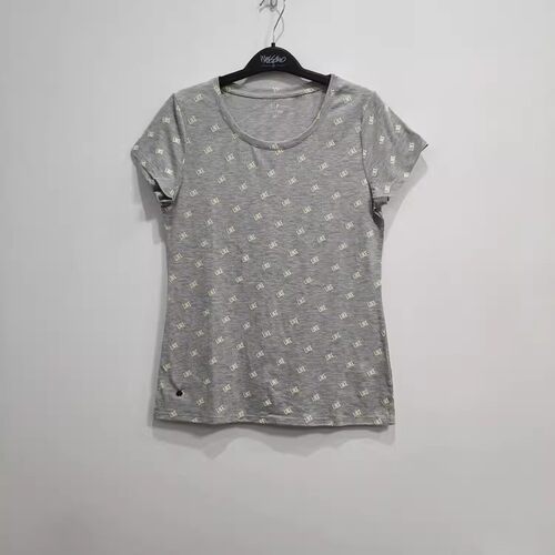 微瑕NO换 外贸短袖T恤 女夏季修身显瘦字母满印圆领上衣 小个子