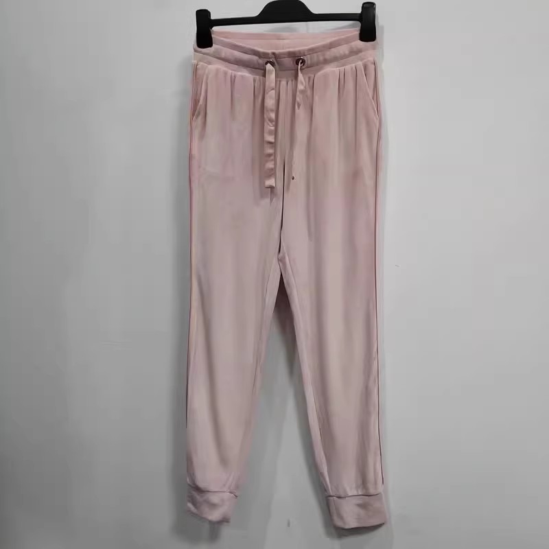 外贸单大码加厚天鹅绒运动卫裤女秋冬宽松高腰束脚休闲哈伦裤粉色