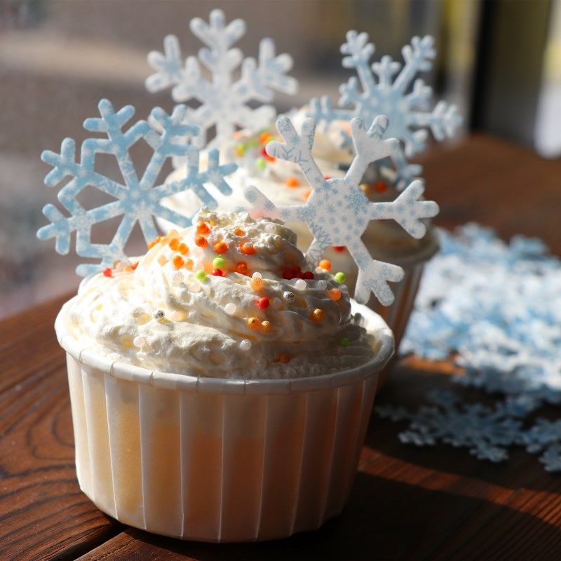 烘焙蛋糕装饰纸杯蛋糕插件插排装饰棒棒糖夹心纸糯米纸雪花圣诞节