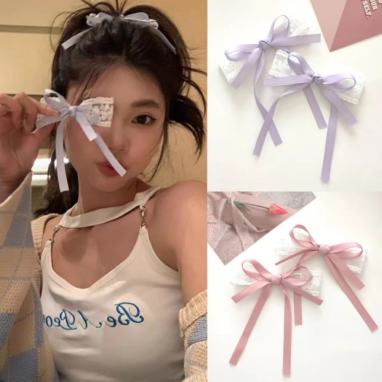 可爱双马尾洛丽塔发饰蝴蝶结蕾丝发饰绑发发夹女后脑勺扎头发飘带