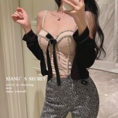 重工 香香 秘密 水钻蝴蝶结性感钢圈塑身文胸背心吊带辣妹