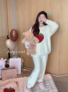 香香 甜美半边绒加厚保暖睡衣家居服舒适秋冬新 秘密 草莓舒芙蕾