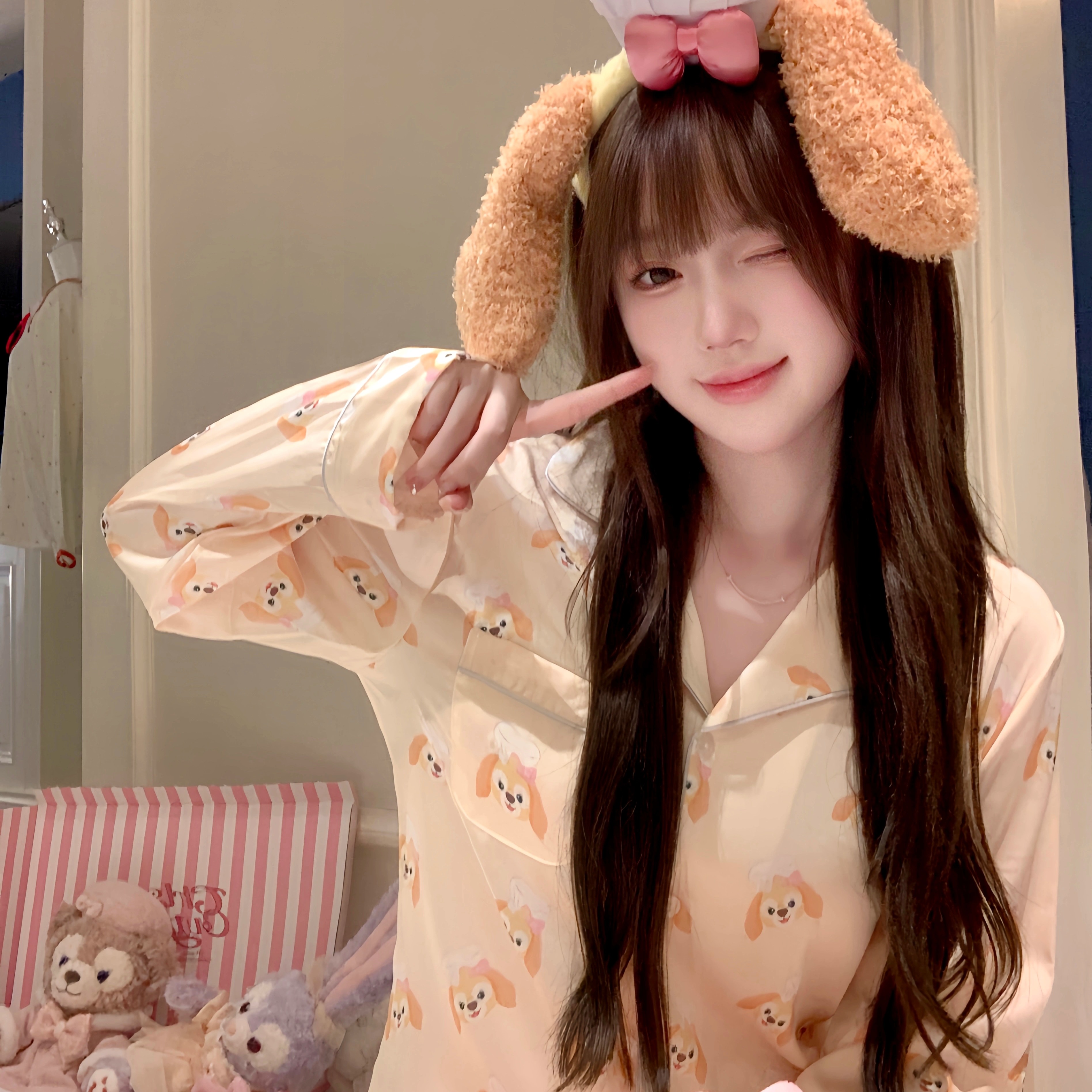 女冰丝饼饼家居服可爱纯欲