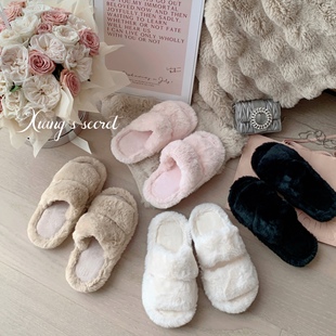 必入毛绒加厚百搭踩屎感居家拖鞋 温暖过冬 外穿保暖新 秘密 香香
