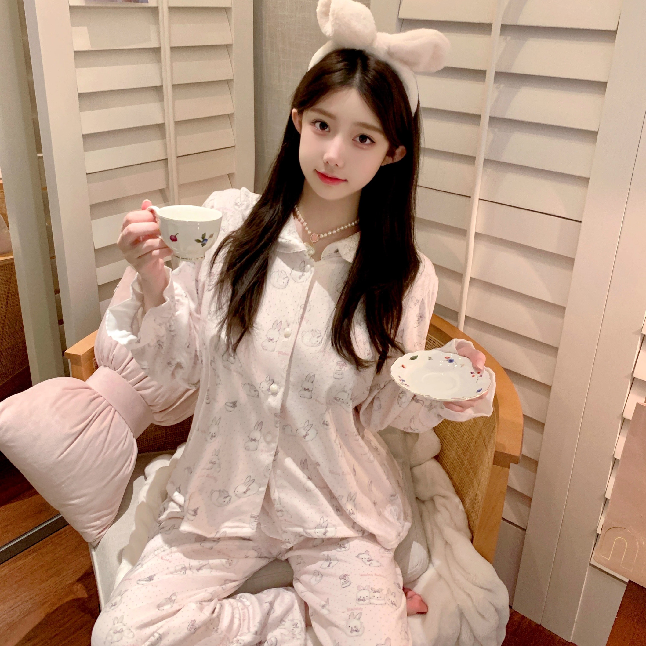 女海岛绒兔子睡衣保暖