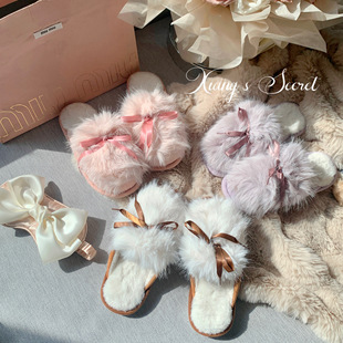 桑坡托卡皮毛一体包头保暖居家拖鞋 自留公主鞋 秋冬 秘密 香香