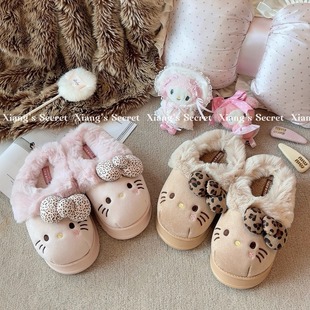冬厚底防滑保棉暖拖鞋 毛毛kitty拖 居家可外穿2025新 秘密 香香