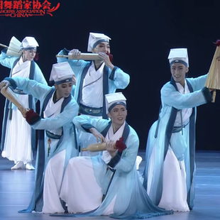 古典舞飘逸演出服雨歇同款纱衣舞台服装男子群舞中国风表演服套装