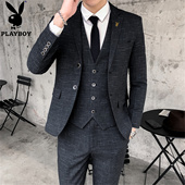 男士 韩版 修身 花花公子西服套装 潮流休闲外套新郎结婚礼服商务正装