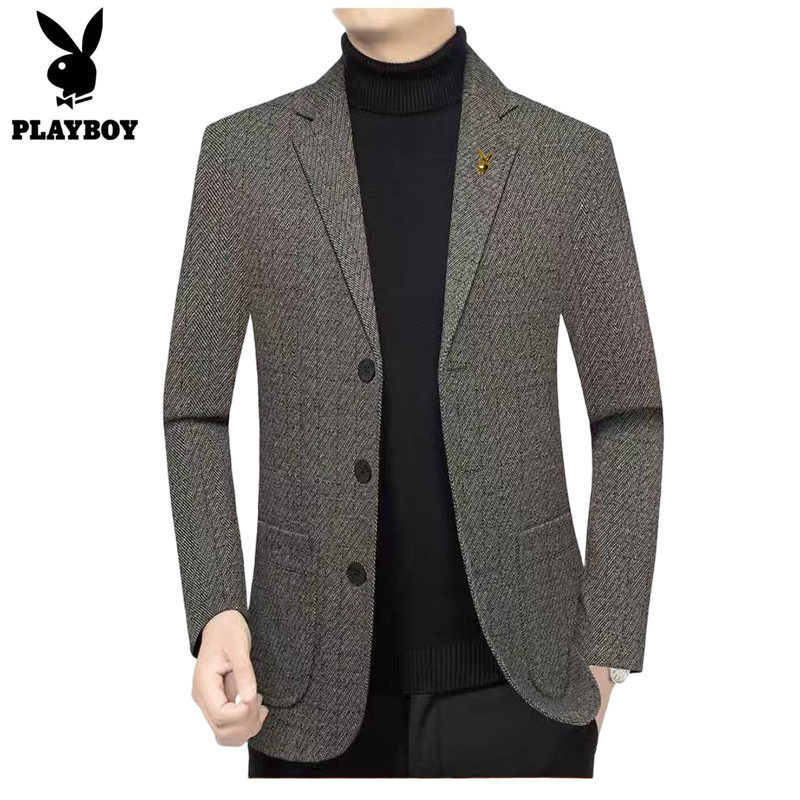 花花公子秋冬季男士厚款西服外套男中老年时尚休闲三粒扣西装上衣,男装,西服,淘宝优惠券,粉丝福利购,淘宝优惠卷