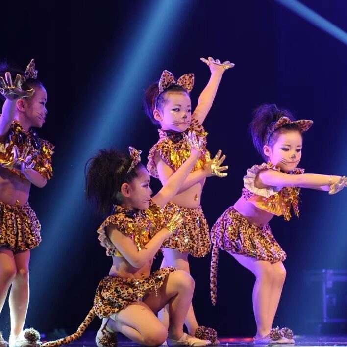 学猫叫儿童波斯猫表演服幼儿园猫咪演出服小猫爱跳舞的小怪兽舞蹈