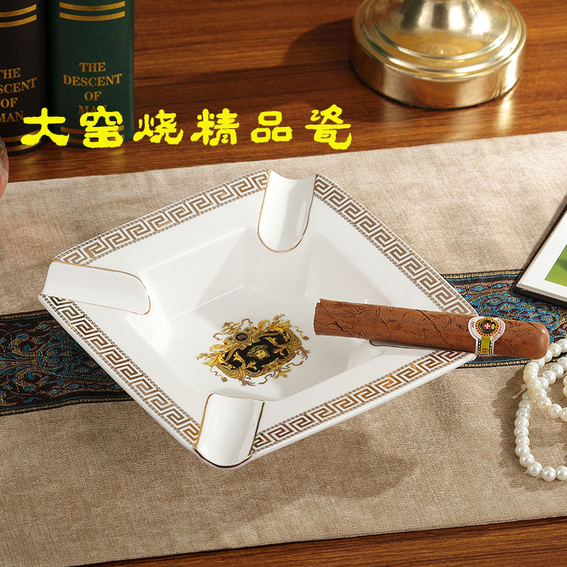 包邮欧式雪茄烟灰缸陶瓷四位大号烟槽奢华创意客厅KTV摆件可定制