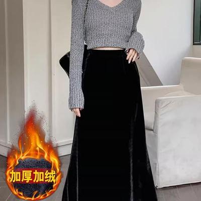 金丝绒半身裙女春秋2025新款