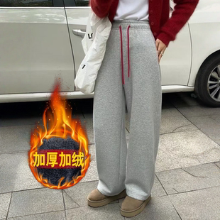 休闲弯刀裤 欧货撞色抽绳加厚加绒阔腿卫裤 女 新款 萌感空间2025冬季