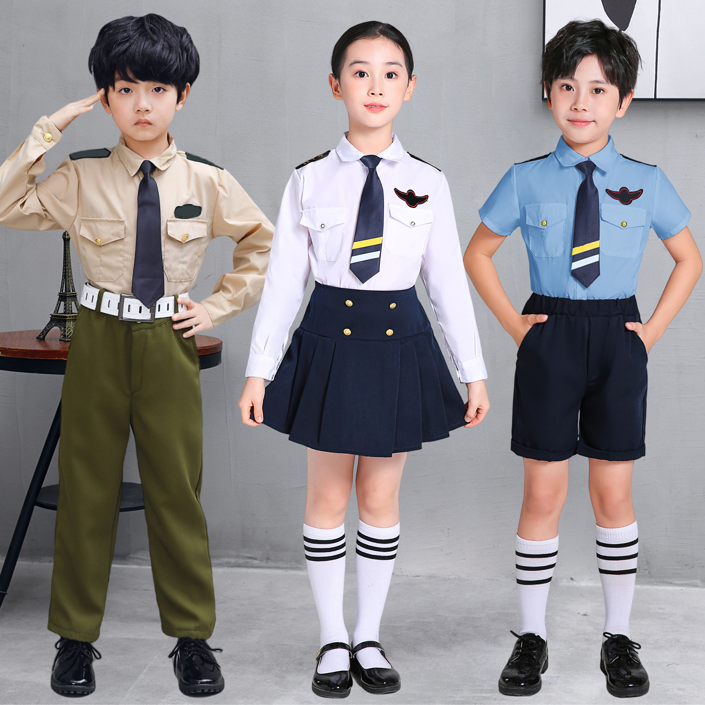 儿童机长水手服装运动会服装合唱