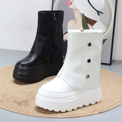 马丁靴女厚底超高跟内增高10CM