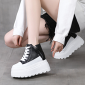超高跟内增高10CM小个子休闲运动单鞋 2025秋季 厚底坡跟高帮小白鞋