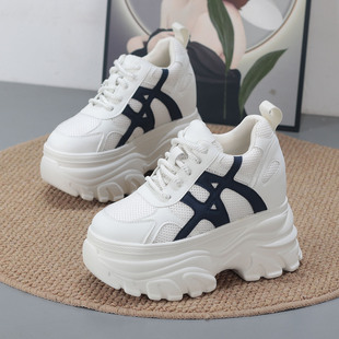 超高内增高12CM小个子10CM厚底松糕坡跟老爹鞋 显瘦轻便休闲运动鞋