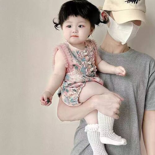 婴儿无袖包屁衣夏季女宝宝连体三角哈衣夏天透气国风洋气外出衣服