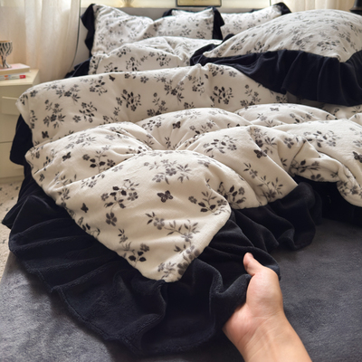 赫本风加厚牛奶绒四件套