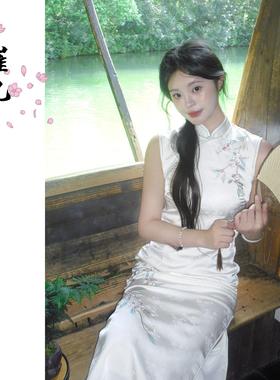 EACH崔九【绾樱】新中式改良旗袍女定位刺绣2025夏季新款连衣裙