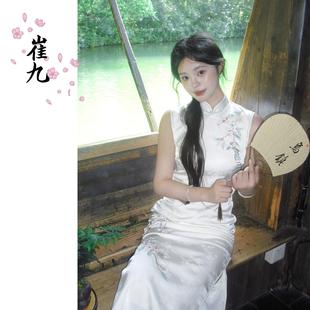 新款 EACH崔九 改良旗袍女定位刺绣2025夏季 新中式 连衣裙 绾樱