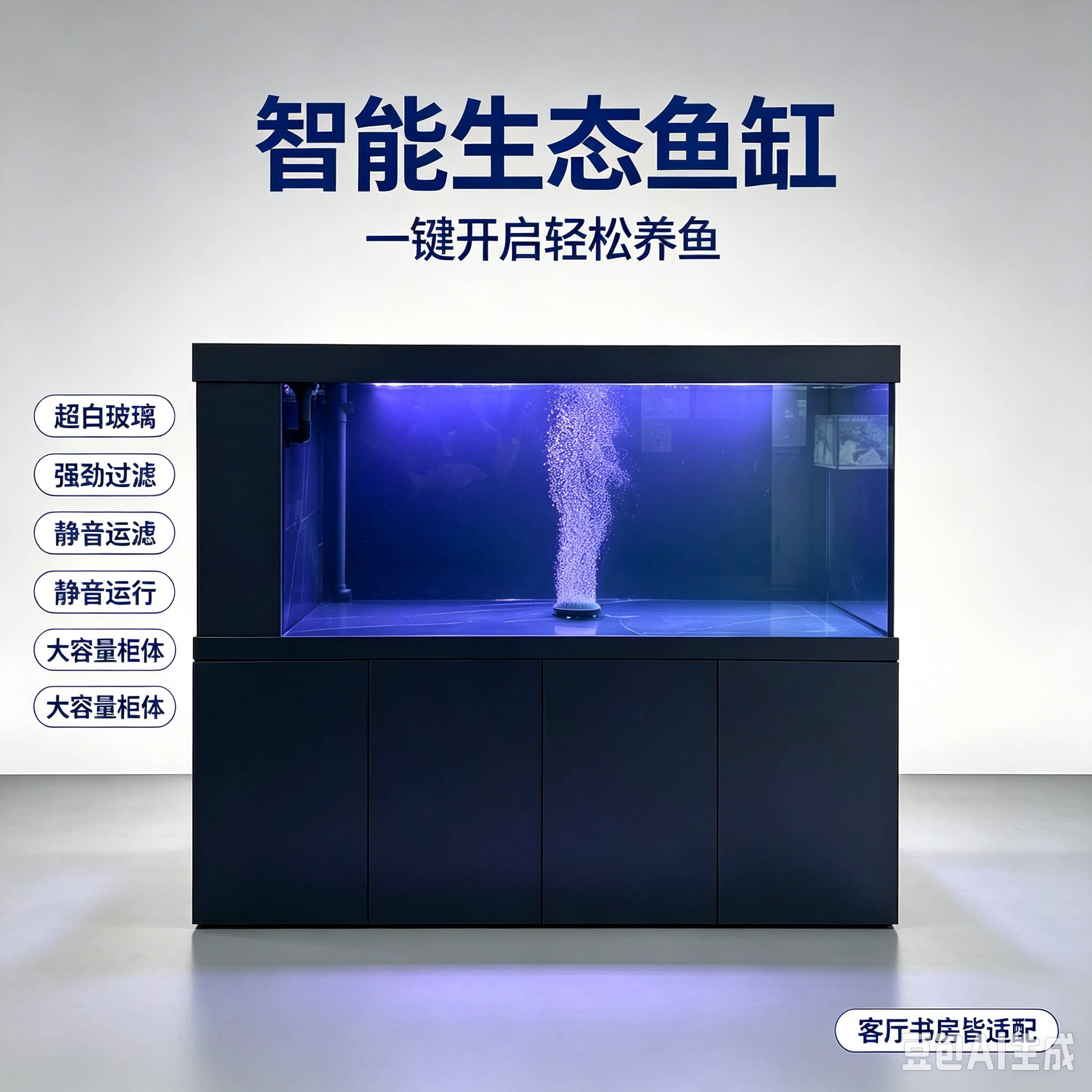 轻体鱼缸家用客厅办公室生态缸超白玻璃鱼缸