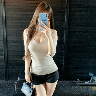 夏体恤短款 薄款 显瘦小个子 设计感半袖 M900露肩上衣t恤女2025新款