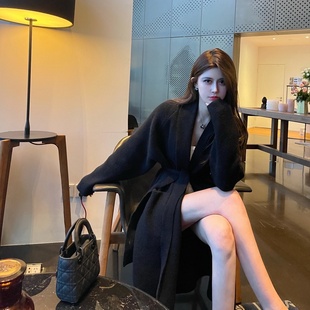 长款 黑色中 慵懒风宽松百搭 2025新款 M900毛衣外套女春秋针织开衫