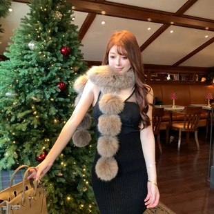 M900狐狸毛保暖围巾女冬季 百搭显白围脖秋冬高级感防寒脖套 新款