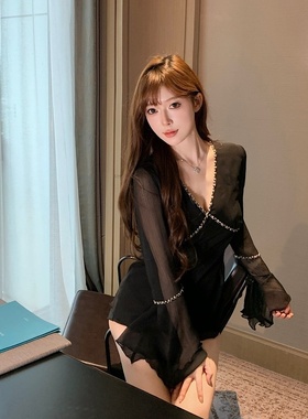 M900雪纺衫女打底衫2026新款黑色长袖高级感春秋上衣内搭洋气小衫