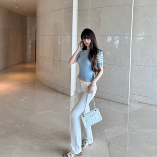 女2025年新款 子百搭春秋阔腿裤 喇叭裤 显瘦裤 马蹄裤 M900白色牛仔裤