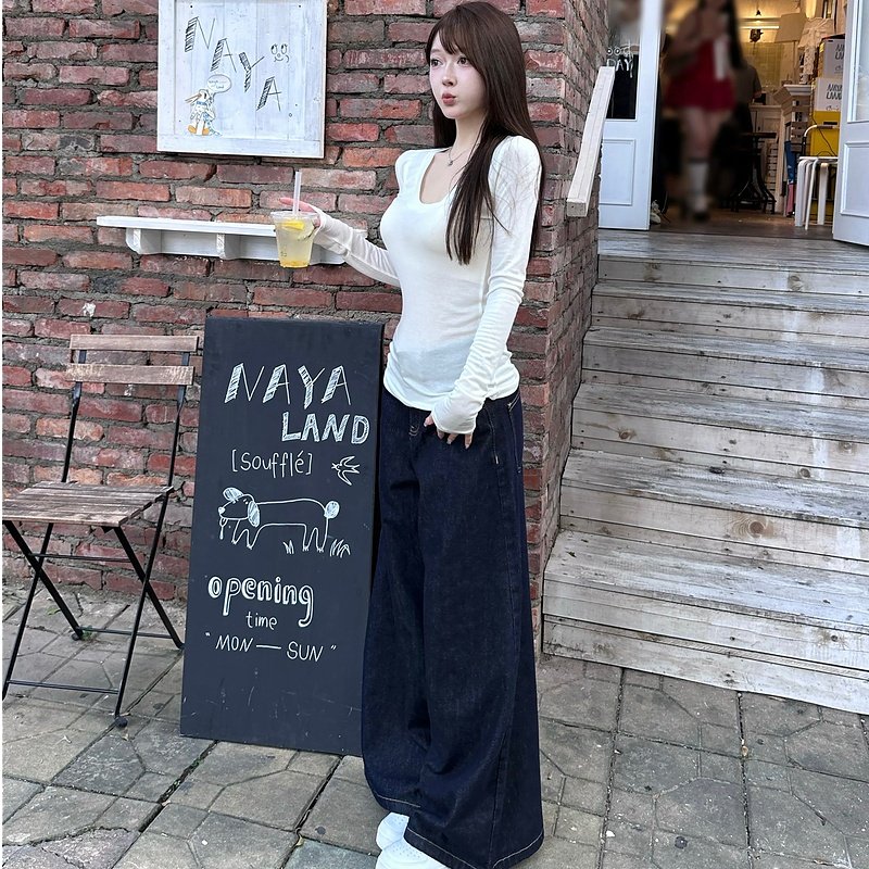 M900裤子女春秋款喇叭裤阔腿裤宽松慵懒松弛感牛仔裤复古高腰显瘦,女装/女士精品,牛仔裤,淘宝优惠券,粉丝福利购,淘宝优惠卷