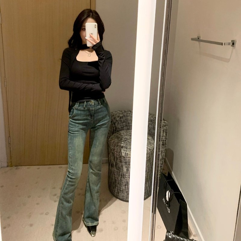 M900喇叭裤女秋冬牛仔裤2026新款直筒裤显瘦春秋裤子高腰复古阔腿